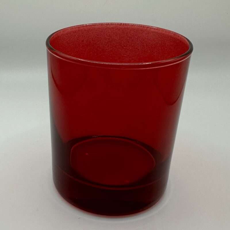 Vaso para velas color rojo transparente