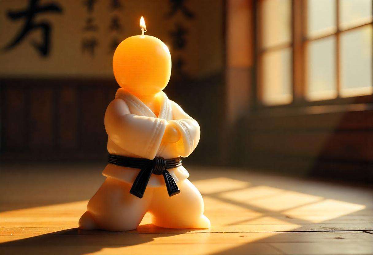 Vela aromática casera con traje de karate