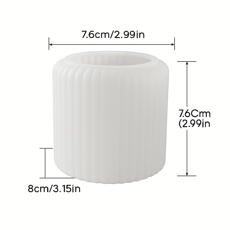 Molde de Silicona para resina Cilíndrico con Relieve Vertical