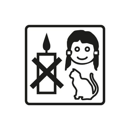 Pictograma de mantener las velas alejadas de niños y animales