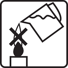 Pictograma sobre como no se debe extinguir una vela con líquidos.