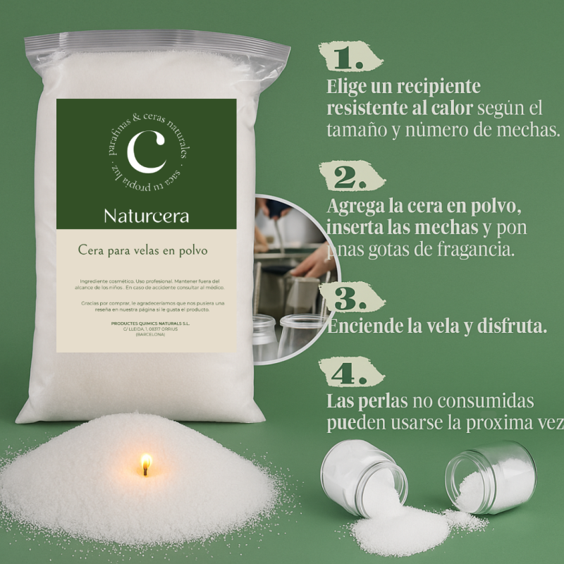 Cera para velas de polvo