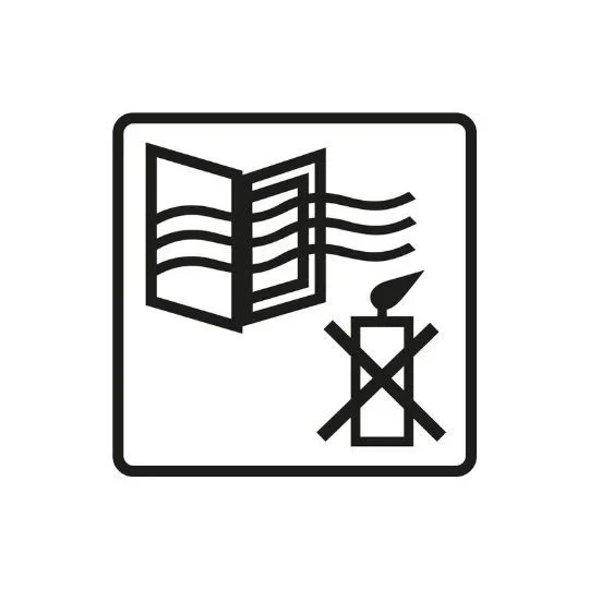 Pictograma sobre evitar velas cerca de corrientes de aire