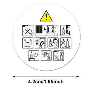 Etiquetas de Seguridad para Velas (120 uds) – Pegatinas Redondas Autoadhesivas 4,19 cm