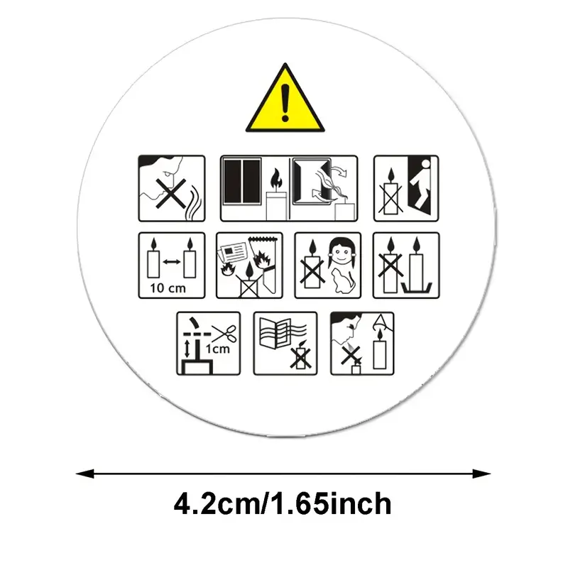 Etiquetas de Seguridad para Velas (120 uds) – Pegatinas Redondas Autoadhesivas 4,19 cm